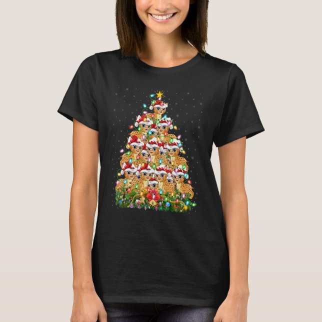 T-shirt Bobcat   Xmas Lights Santa Bobcat Christmas Tree (Devant)