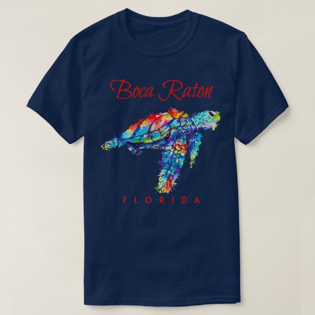 T-shirt Boca Raton Florida Aquarelle Tortue de mer (Design devant)