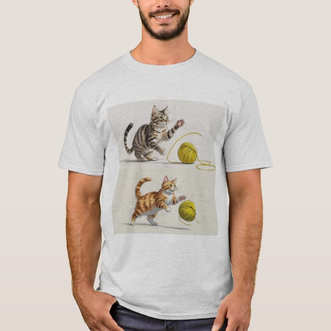T-shirt Bocetos de Gatos Jugando - Arte y Dibujo (Devant)