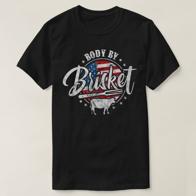 T-shirt Body By Brisket USA Flag Patriotic Barbeque 4th of (Design devant)