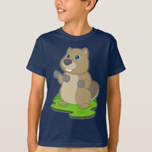 T-shirt Bodybuilder Beaver Dumbbells Bodybuilding