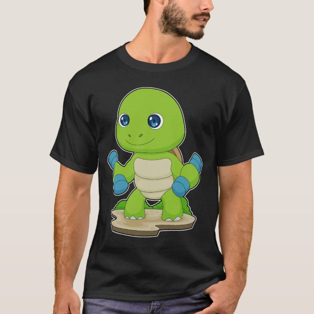 T-shirt Bodybuilder de tortue Dumbbells Bodybuilding (Devant)