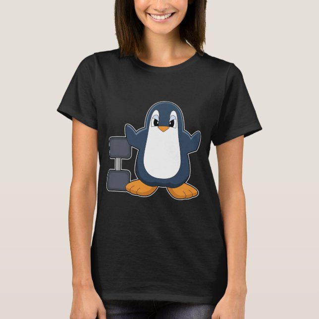 T-shirt Bodybuilding Penguin Dumbbell (Devant)