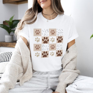 T-shirt Boho Chien & Chat Paw À damiers