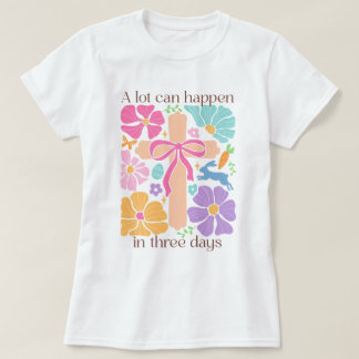 T-shirt Boho Christian Easter Cross avec Coquette Bow