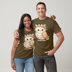 T-shirt Boho Cottagecore Owl Floral Farmcore Charme