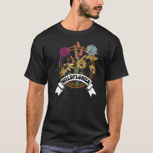 T-shirt Boho Fleurs Sauvages Couleurs Rétro Et Design