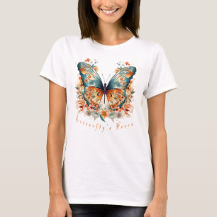 T-shirt Boho Floral Blossom Butterfly Meadow Aquarelle