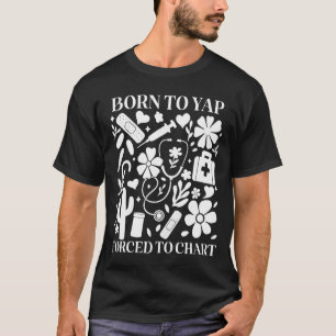 T-shirt Boho Floral Né Pour Bavarder Obligé De Faire Un Gr