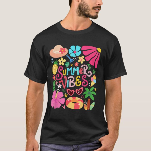 T-shirt Boho Flower Hello Vibes été Funny Beach Life Me (Devant)