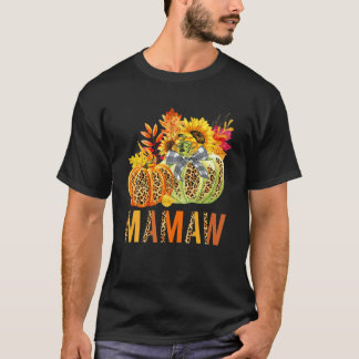 T-shirt Boho Leopard Citrouilles Mamaw Fall Leaves Automne