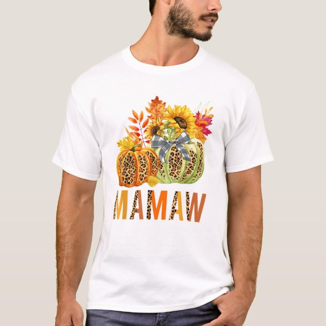 T-shirt Boho Leopard Pumpkins Mamaw Fall (Devant)