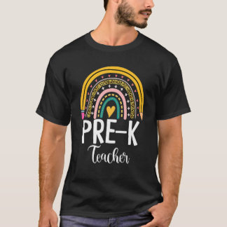 T-shirt Boho Leopard Rainbow Retour À L'École Pré K Enseig