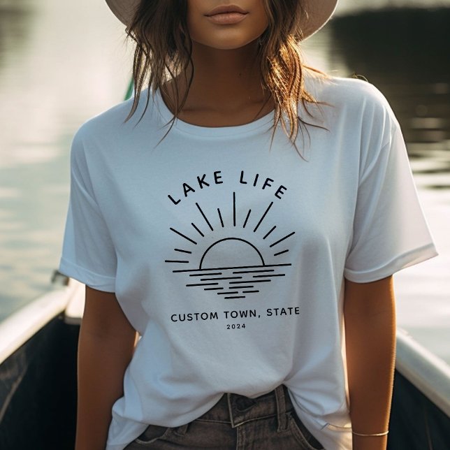 T-shirt Boho moderne minimaliste à vie de lac personnalisé (Boho Lake vibes! )