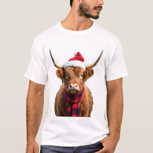 T-Shirt Boho Noël Vache Highland de Noël (3)