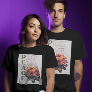 T-shirt Boho Paix & Amour Floral - Rétro 70s Groovy
