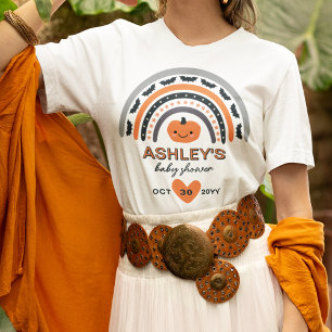 T-shirt Boho Rainbow Bats Orange Halloween Baby shower