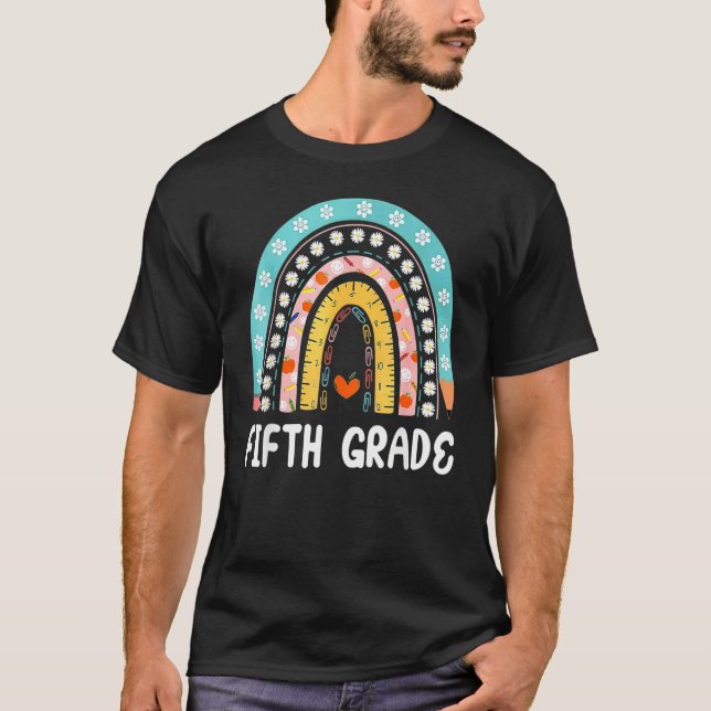 T-shirt Boho Rainbow Fifth Grade Student Teacher Back To S (Devant)