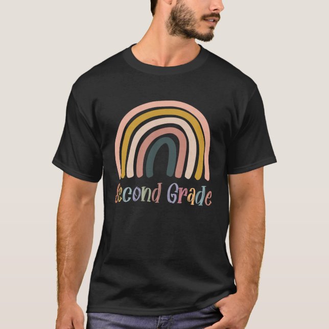 T-shirt Boho Rainbow First Day of School 2021 Second Grade (Devant)