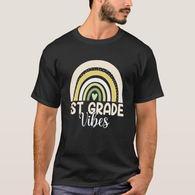 T-shirt Boho Rainbow First Grade Vibes 1st Teachers Back T (Devant)