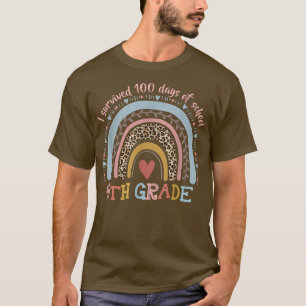 T-shirt Boho Rainbow I Survived 100 Jours De 4E Année Scho
