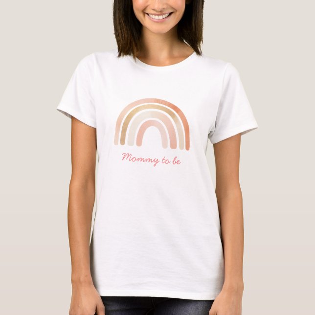 T-shirt Boho Rainbow Terracotta Mommy être Baby shower (Devant)