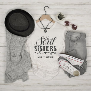 T-shirt Boho Soul Sisters Nom personnalisé Meilleur Ami