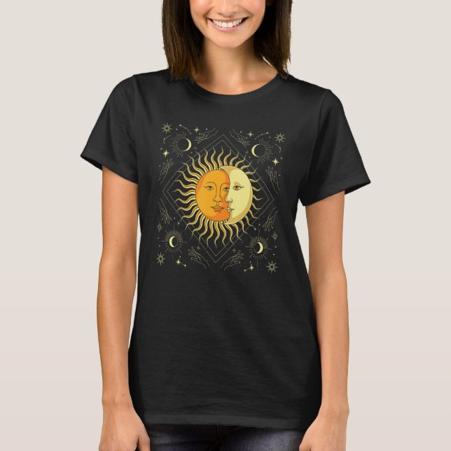 T-shirt Boho Sun Moon Celestial Bodies Astronomy Universe  (Devant)