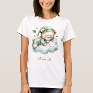 T-shirt Boho Vert Dormir Teddy Ours Mignonne Fête Femmes