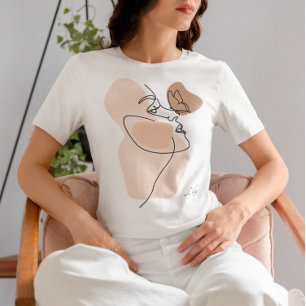 T-shirt Boho Woman Line Art, Tons Terres
