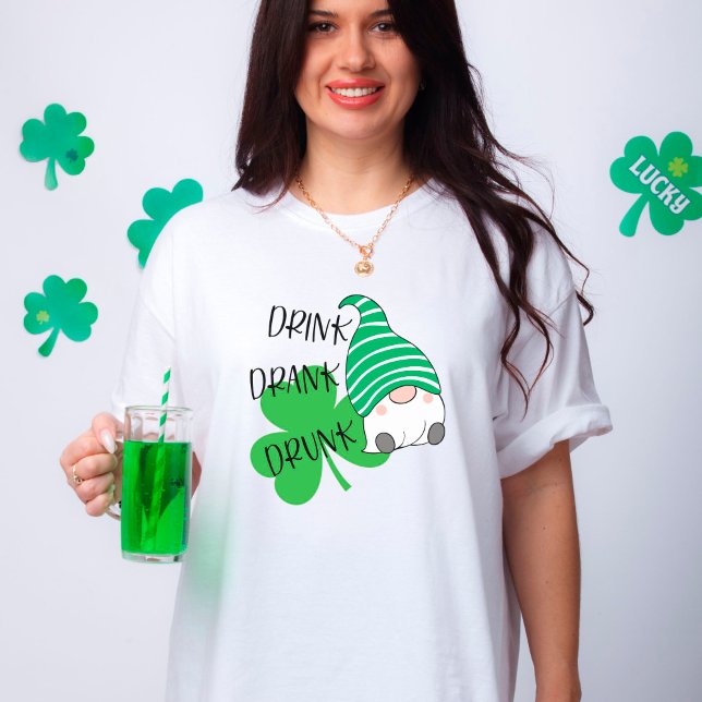T-shirt Boire Boire Drunk Gnome Clover St. Patrick's Day (Créateur téléchargé)