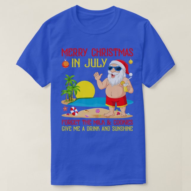 T-shirt Boire de l'alcool amusant Père Noël Noël d'été en  (Design devant)