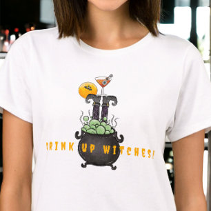 T-shirt Boire des sorcières Halloween drôle Éffrayant mign
