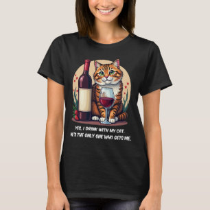T-shirt Boire drôle avec My Cat Wine Lover Tee