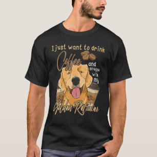 T-shirt Boire du café et câliner un chien Retriever doré