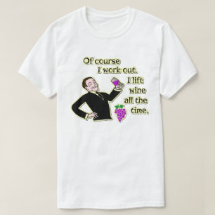 T-shirt Boire du vin amusant Travailler dehors Cartoon d'H