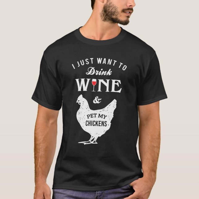 T-shirt Boire du vin Poulet pour animaux de compagnie (Devant)