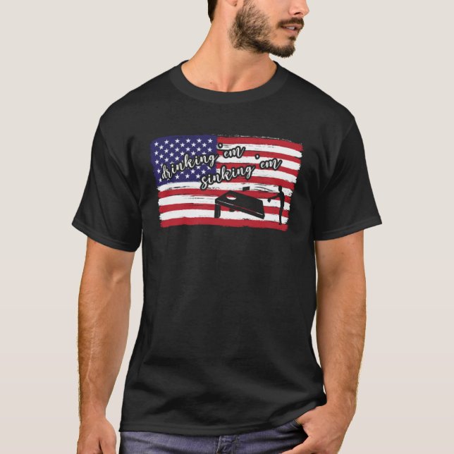 T-shirt Boire Em Sinking Em Cornhole Joueur Cornhole (Devant)