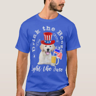 T-shirt Boire La Booze Lumière La Fuse Golden Retriever Be