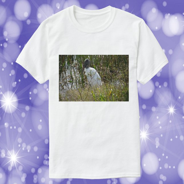 T-shirt Bois cigogne Oiseau Floride Photo (A shirt featuring a photograph of a wood stork bird in Florida wetlands.)