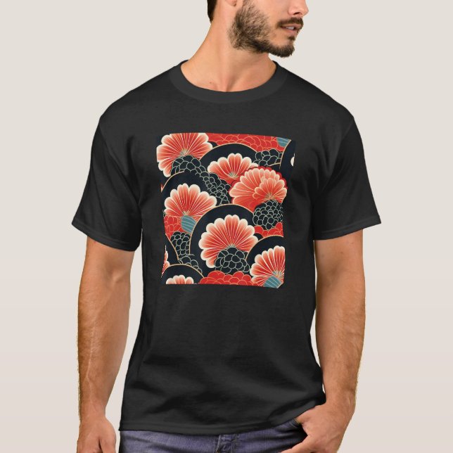 T-shirt Bois de fleurs japonais rétro Abstrait Pa (Devant)