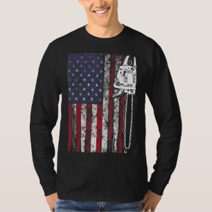 T-shirt Bois de scie à scie à bois Logger nous drapeau Boi