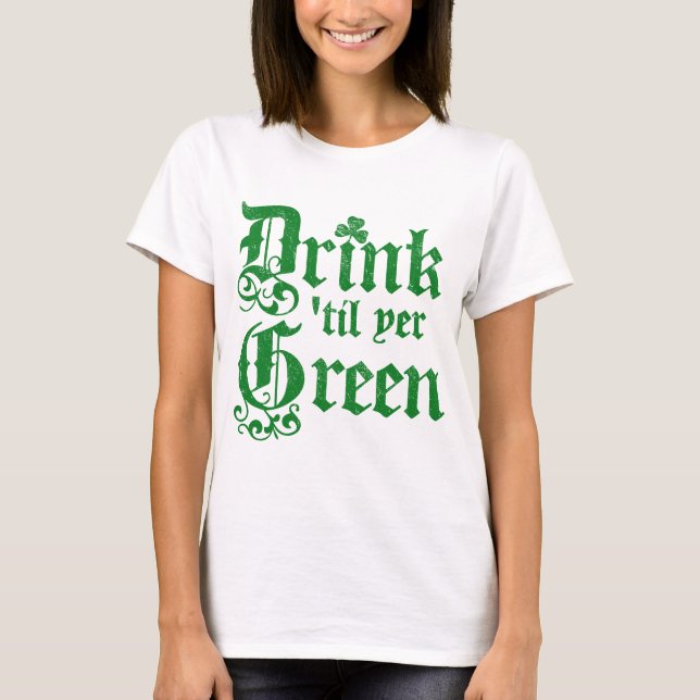 T-shirt Boisson jusqu'au vert de YER (Devant)