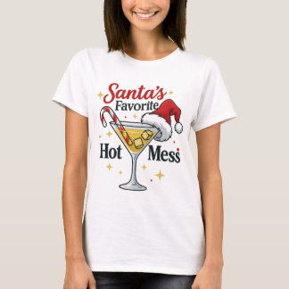 T-shirt Boisson préférée de Santa, impression de désordre