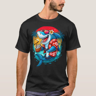 T-shirt Boisson tropicale au requin de plage et noix de co