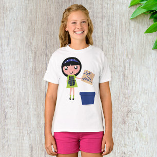 T-shirt Boîte à pizza Recycling Girl Amusante Éco-Friendly