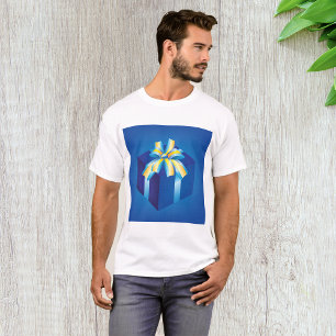 T-shirt Boîte cadeau bleu avec ruban jaune et Aqua