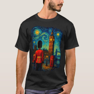 T-shirt Boîte Téléphonique Rouge de Londres sous la Nuit É