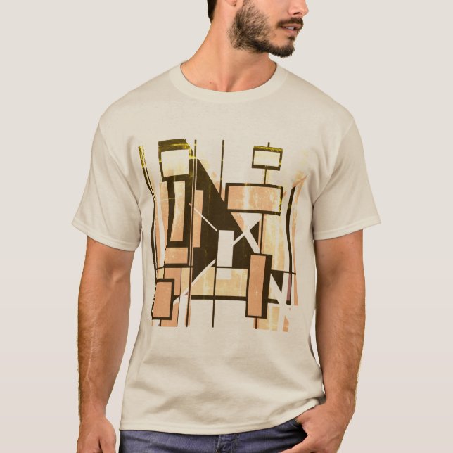 T-shirt Boîtes géométriques orange Brown MCM Design (Devant)