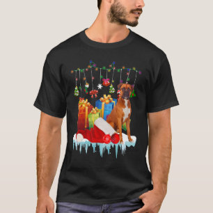 T-shirt Boîtier de vacances Chien Feux de Noël Santa Hat B